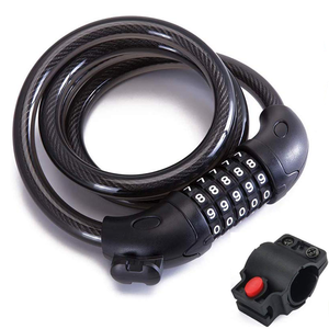 Serrure de <span class=keywords><strong>vélo</strong></span> en acier avec mot de passe et chaîne de câble antivol antivol, porte-vélos de sécurité - Product Image 1