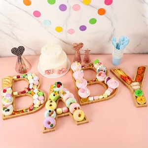 Dropshipping BABY Letter Bamboo Tray Baby Shower Planche à <span class=keywords><strong>fromage</strong></span> cuit en bois Salade <span class=keywords><strong>de</strong></span> fruits <span class=keywords><strong>Plat</strong></span> d'aliments cuits Plateau d'aliments Décoration intérieure - Product Image 4