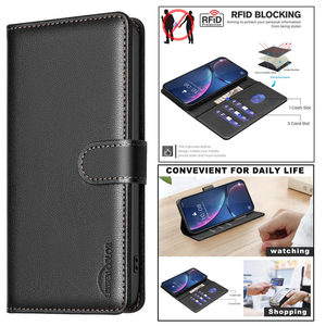 Funda de teléfono con billetera de bloqueo de Lychee RFID de negocios para <span class=keywords><strong>Samsung</strong></span> A73 A13 A33 <span class=keywords><strong>A53</strong></span> A03S S21 FE A32 S21 Ultra Litchi Funda de cuero con tapa - Product Image 5