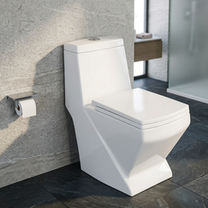 WC monobloc en céramique de luxe blanc et or, à chasse directe, à poser au sol, avec options de couleur personnalisées - Product Image 5