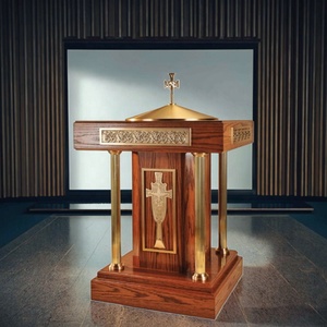 Carattere battesimale in legno massello intagliato artigianale gotico Design moderno chiesa mobili per la scuola e le cappelle parrocchiali - Product Image 4