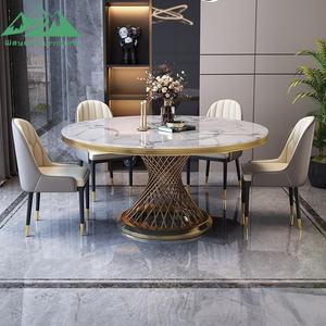 Table à manger en marbre de luxe Wayon avec plateau tournant, ensemble de table ronde moderne pour la maison, l'hôtel et les projets de restaurant - Product Image 6