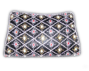 Lowellcraft Embroidered Designer Beaded Jari Satin Ladies Clutch Purse with Hand Embroidery From Delhi - Product Image 1