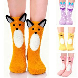 <span class=keywords><strong>Chaussettes</strong></span> de nuit chaudes et respirantes en polaire corail pour <span class=keywords><strong>femme</strong></span>, motif animaux 3D mignons (<span class=keywords><strong>renard</strong></span>, ours), épaisses, au-dessus du genou, collection automne-hiver - Product Image 5