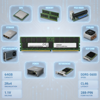 Mémoire serveur AD053260 64 Go DDR5-5600 ECC 288 broches RDIMM 2Rx4 CL46 pour centre de données défini par logiciel, fourniture OEM
