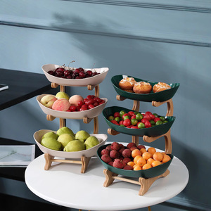 Plato de plástico creativo de tres niveles para frutas, estilo minimalista europeo, plato para frutos secos, bandeja de almacenamiento para mesa de centro. - Product Image 4