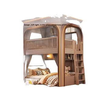 <span class=keywords><strong>Lit</strong></span> <span class=keywords><strong>superposé</strong></span> en bois avec toboggan, design capsule spatiale sur le toit, pour petits appartements, empêche les frères et sœurs de se déranger, style chinois classique - Product Image 5