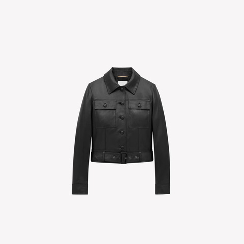 3184-1 Spring New Arrival Women Coat Turn-down Collar Tooling Short Style Waistband Genuine Sheepskin Jacket