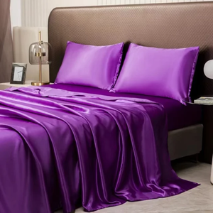 Ensemble de draps en satin soyeux et luxueux avec taies d'oreiller, tissu écologique de qualité supérieure, disponible en 3, 4 ou 6 pièces - Product Image 6