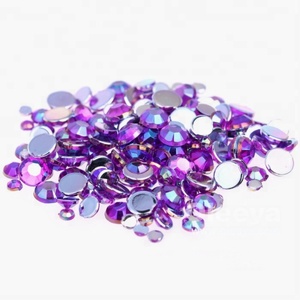 Strass acrylique non thermocollant Oleeya Factory en gros, forme ronde, couleurs AB, 1,5 mm-10 mm, pour nail art - Product Image 5