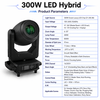Projecteur LED hybride 3-en-1 320W Beam Spot Wash à tête mobile DMX512/Contrôle sonore en acier inoxydable pour scène, DJ et concerts