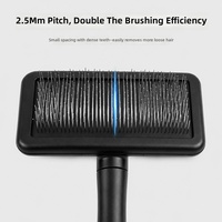 Brosse démêlante légère en acier inoxydable pour chats et chiens - Outil de toilettage autonettoyant massant et démêlant pour démêler et démouler le pelage