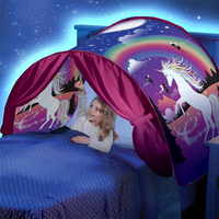 Castillo de Juguete Mágico de Lujo para Niños y Niñas, Mundo de Nieve Espacial de Ensueño, Unicornio, Casa de Juegos, Tienda de Campaña para Cama