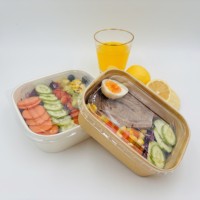 Boîtes à bento personnalisées en kraft jetables, imperméables et recyclables pour la restauration