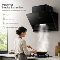 Hotte aspirante murale intelligente, ventilateur d'extraction pour cuisine, panneau en verre intelligent pour cuisine, moteur en cuivre à commande vocale IA