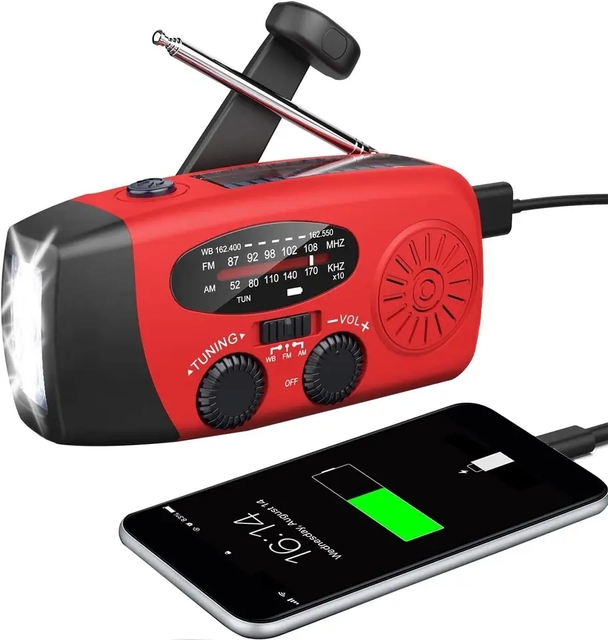 Factory Wholesale Emergency Hand Crank AM/FM Portable Survival Radio with 2000Mah Power Bank Solar Phone Charger