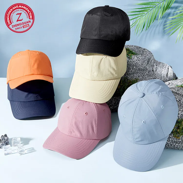 Sombrero de golf deportivo de 6 paneles para exteriores de alta moda, sombrero de papá personalizado impermeable colorido de nailon