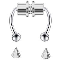 Cincin Hidung Septum Magnetik Baja Tahan Karat, Cincin Septum Hidung Palsu Sepatu Kuda Klip Tanpa Tindik, Cincin Hoop Hidung
