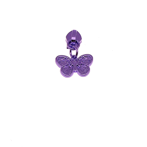 Venta al por Mayor Personalizada 5 #   Tirador de Cremallera de Nailon con Forma de Mariposa Morada para Bolsos y Carteras - Product Image 4