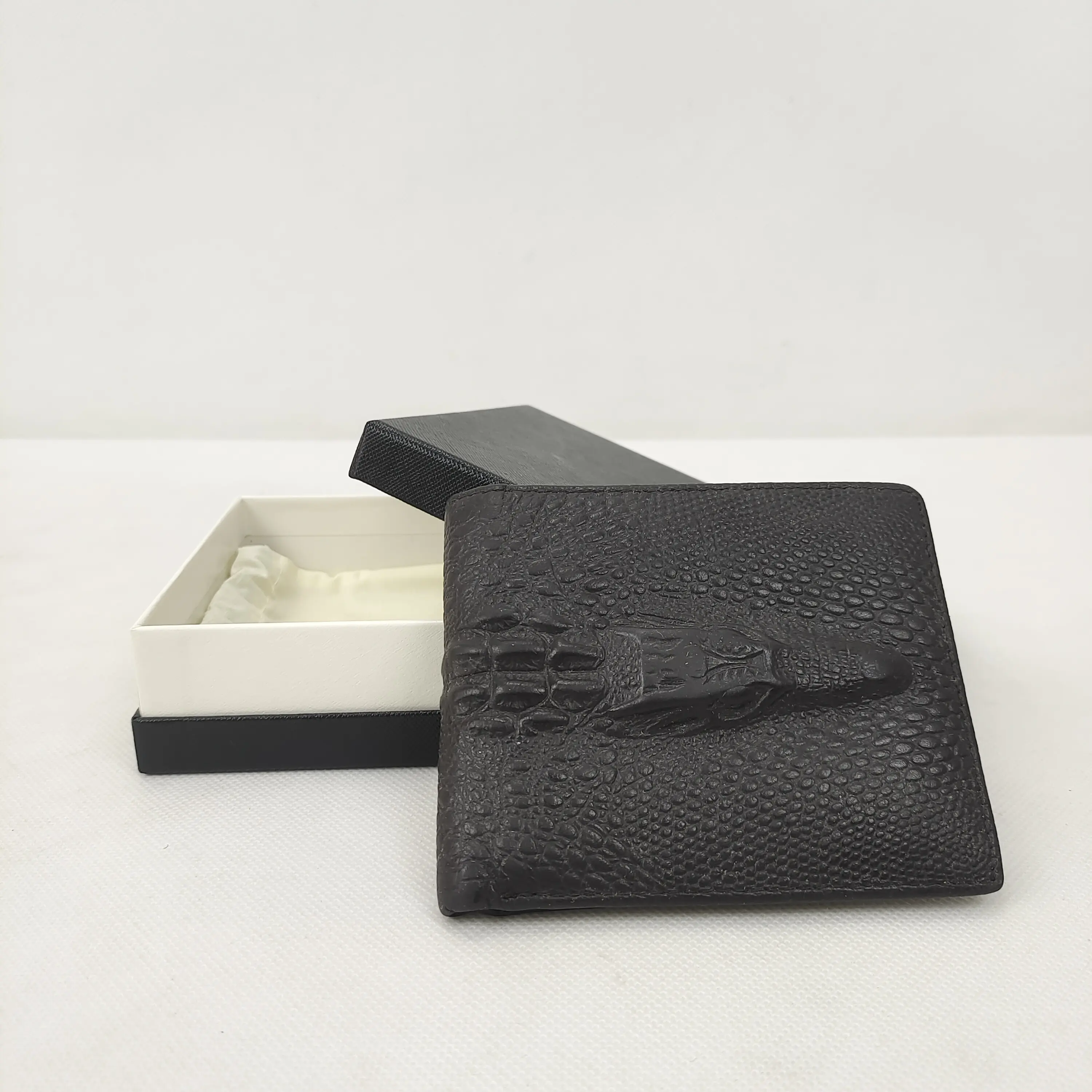 High quality luxury custom european fashion business lattice waterproof bifold slim leather men's wallet