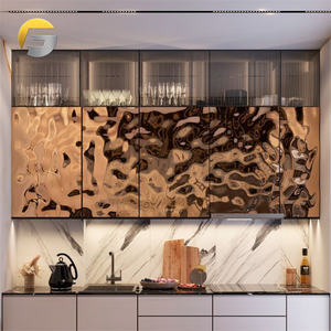 Cl309 Pvd Gekleurde Rose Goud Luxe Water Rimpel 304/316l Roestvrij Staal Plafondpaneel Decoratie Embossing Blad - Product Image 1