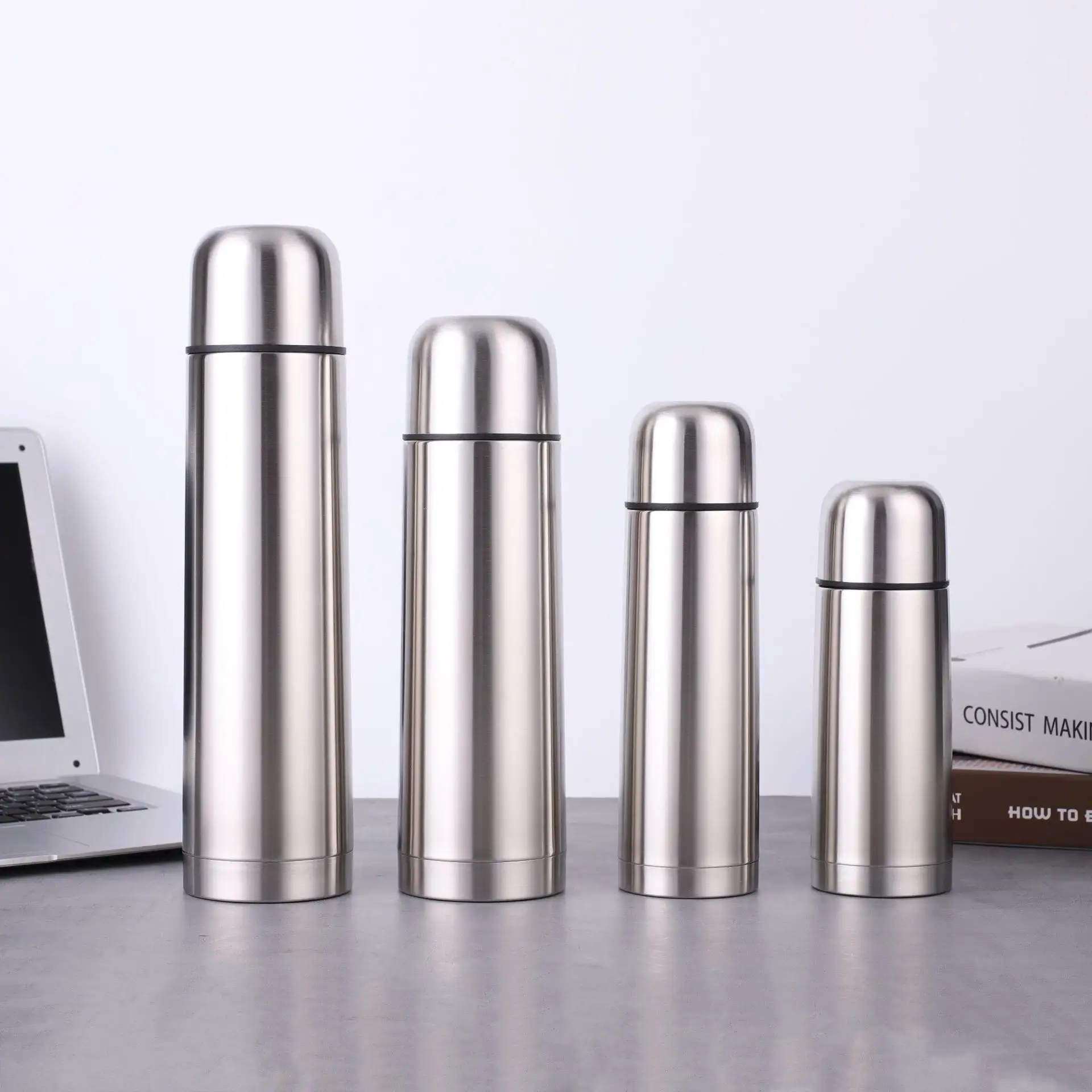 500ml 1000ml Bullet Shape Water Bottle Vacuum Flask 32oz Insulated termo bala Stainless Steel Custom Thermal Bottle with Cup Lid
