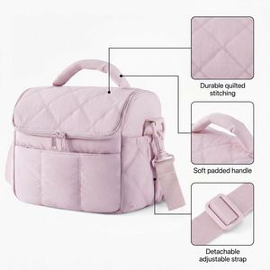 Sac isotherme matelassé grande capacité avec fermeture éclair, étanche et anti-fuite, sac fourre-tout isotherme avec bandoulière pour le bureau et les pique-niques - Product Image 4