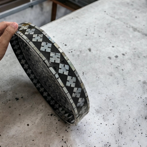 Bandeja de servicio decorativa con incrustaciones de madreperla redonda, patrón Floral para boda, decoración costera para el hogar y el Hotel - Product Image 3