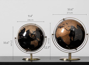 पृथ्वी दुनिया की सजावट डेस्कटॉप दुनिया शैक्षिक भौगोलिक काले महासागरों और धातु के साथ सीखने के लिए सोने की पृथ्वी दुनिया - Product Image 2
