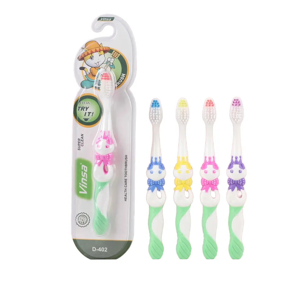 उच्च गुणवत्ता वाले मध्यम ब्रिसल वाले बच्चों के टूथब्रश बच्चों के लिए अनुकूलन योग्य थोक बेबी ब्रश