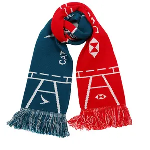 Custom Design Winter Warm Sports Scarf Support Football Team Soccer Jacquard Acrylic Cheering Fans Scarf