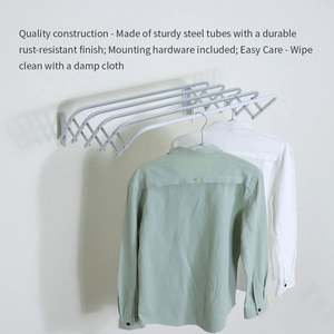 Séchoir à <span class=keywords><strong>linge</strong></span> mural télescopique pliable à 5 niveaux en métal pour balcon, design écologique et invisible - Product Image 2