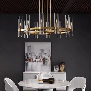 BGST Large Round Industrial High Ceilings Chandelier Glass Lampshade Pendant <strong>Lighting</strong> <strong>Fixture</strong> for Dining Living Room - Product Image 1