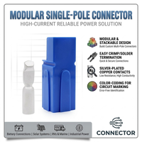 Connecteur de batterie haute intensité 1 broche 600V 180A Prise de charge rapide 2AWG 4AWG 1/0AWG Terminal en cuivre pour batterie solaire