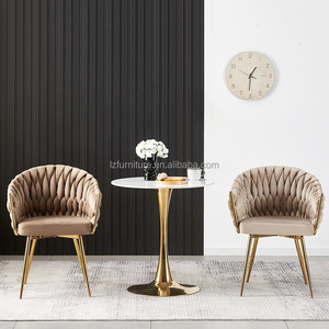 Chaises de salle à manger modernes de luxe nordique en métal doré et tissu velours avec pieds en métal pour la maison et les restaurants - Vente en gros - Product Image 2