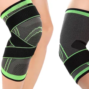 New Arrivals 3D Nylon de Malha Elástica De Compressão Sports Knee Brace suporte joelho Manga com cinto