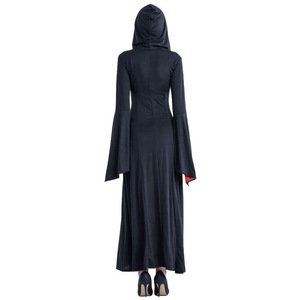 Disfraz de Bruja de Halloween, Vestido con Capucha de Manga Larga, Atuendo de Cosplay para Mujer, Opciones de Color Rojo y Negro, Primavera 2025 - Product Image 4