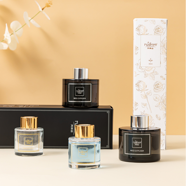 Decoration Home Essential Oil Black Glass  Luxury Perfume Scent Aromatherapy Reed Diffuser