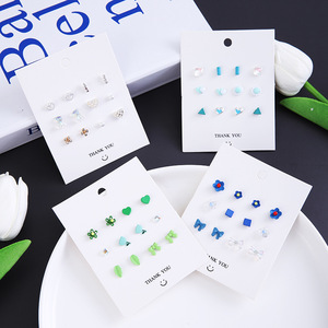 Ensemble de boucles d'oreilles en perles de style coréen, 6 paires, cœur, nœud, bijoux pour enfants, cadeau pour filles - Product Image 1