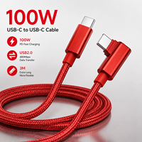 Câble USB C vers USB C de haute qualité 3M, transfert de données USB 2.0, charge rapide 100W 3A, câble tressé en nylon rouge, OEM ODM en gros