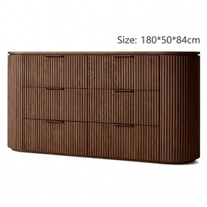 <span class=keywords><strong>Buffet</strong></span> vertical en chêne rainuré Wabi-Sabi, meuble de rangement incurvé en bois massif importé - Product Image 4