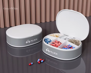 Boîte à médicaments portable scellée de grande capacité en plastique avec compartiments, design moderne et minimaliste, rangement pour 1 litre de comprimés, idéale pour les voyages - Product Image 4