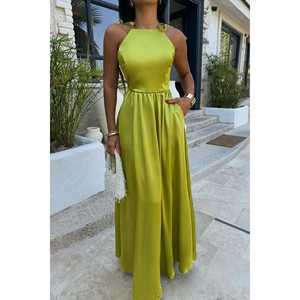 Robe de soirée de bal vert Anais, dos nu, style luxueux, coupe Empire, décolleté cœur, longueur au sol, coupe A, pour demoiselle d'honneur, tailles XS à XL - Product Image 5