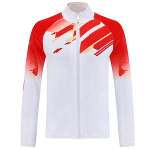 Ensemble de maillots de football pas cher à manches longues avec fermeture éclair, en polyester uni, pour hommes - Product Image 2