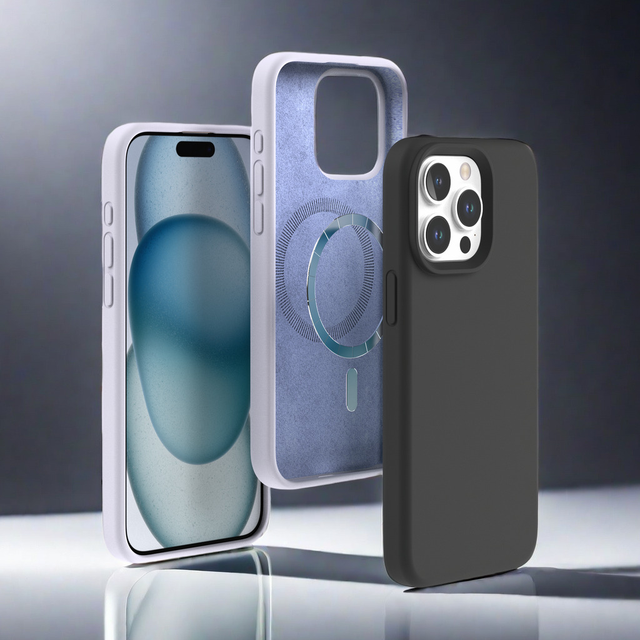Magnetic Microfiber Fabric Anti-stain Liquid Silicone Protective PC Phone Case for iPhone 16 15 Plus Pro Max Shockproof Cover