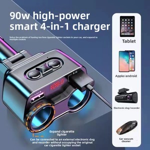 S2 <span class=keywords><strong>Chargeur</strong></span> de voiture à charge rapide 4-en-1 multifonction double USB tête de conversion One-on-Two <span class=keywords><strong>iPhone</strong></span> Flash Charge utilitaire pour véhicules - Product Image 3