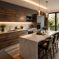 Kabinet Dapur Pulau Modern Modular Kayu RTA Soft Close Pull Out Tahan Air Ramah Lingkungan Grosir Langsung dari Pabrik