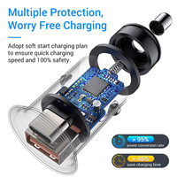 Adaptateur chargeur de voiture USB rapide 30W chargeur USB allume-cigare tout métal Charge rapide Compatible avec la plupart des téléphones