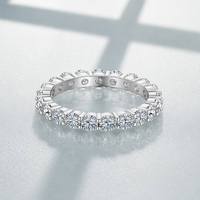 Bague Éternité en Argent Sterling 925 avec Moissanite Couleur D VVS Taille Ronde Brillante, Anneau Complet Éternité, Bagues Fines pour Femme, Cadeau