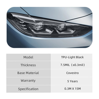 Film de protection pour phares de voiture Covestro Light-Black TPU, film protecteur pour feux arrière de voiture auto-réparant 7,5 mil